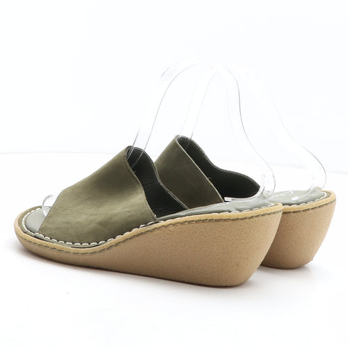 Clarks Womens Green Synthetic Mule Heel UK