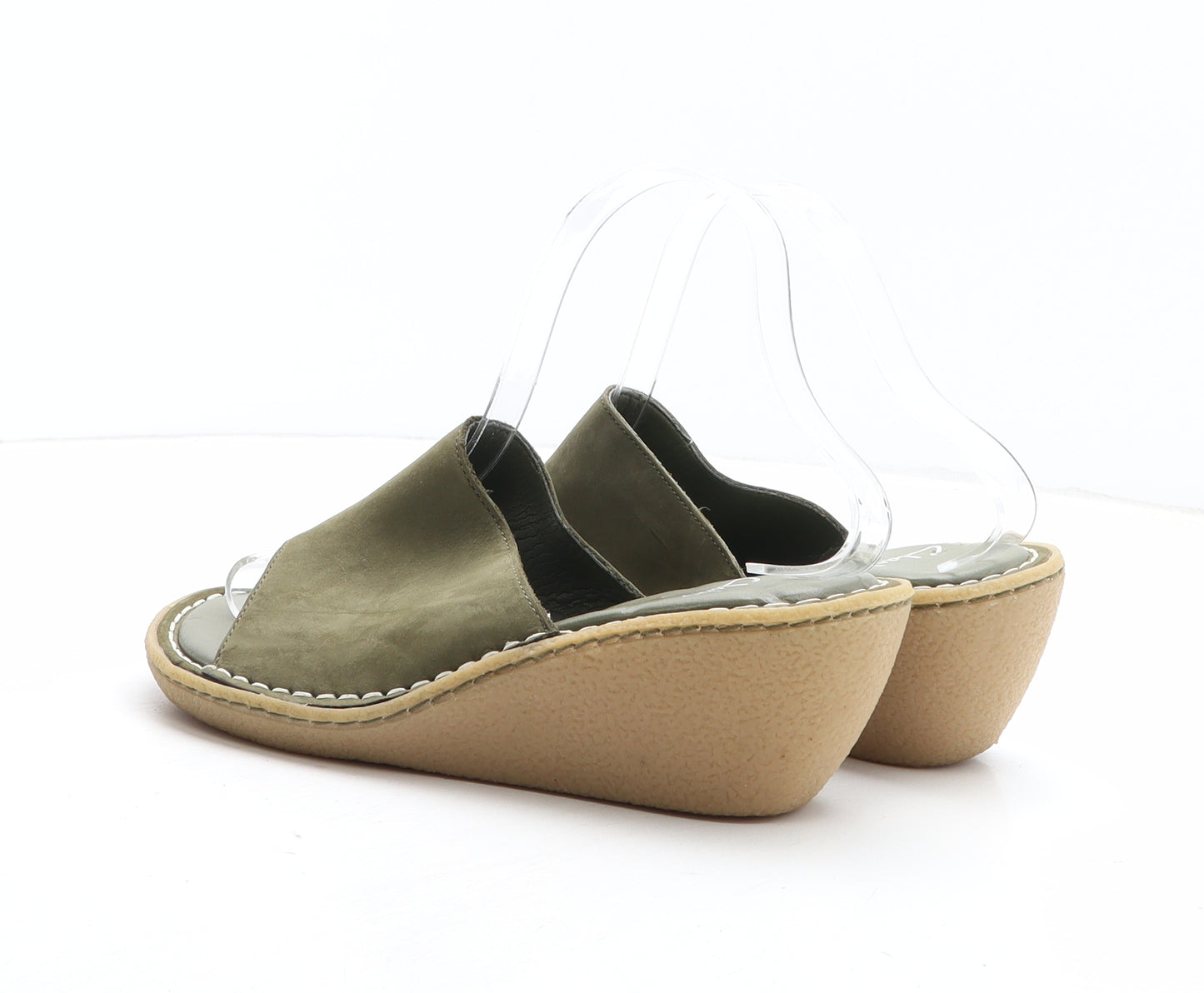 Clarks Womens Green Synthetic Mule Heel UK