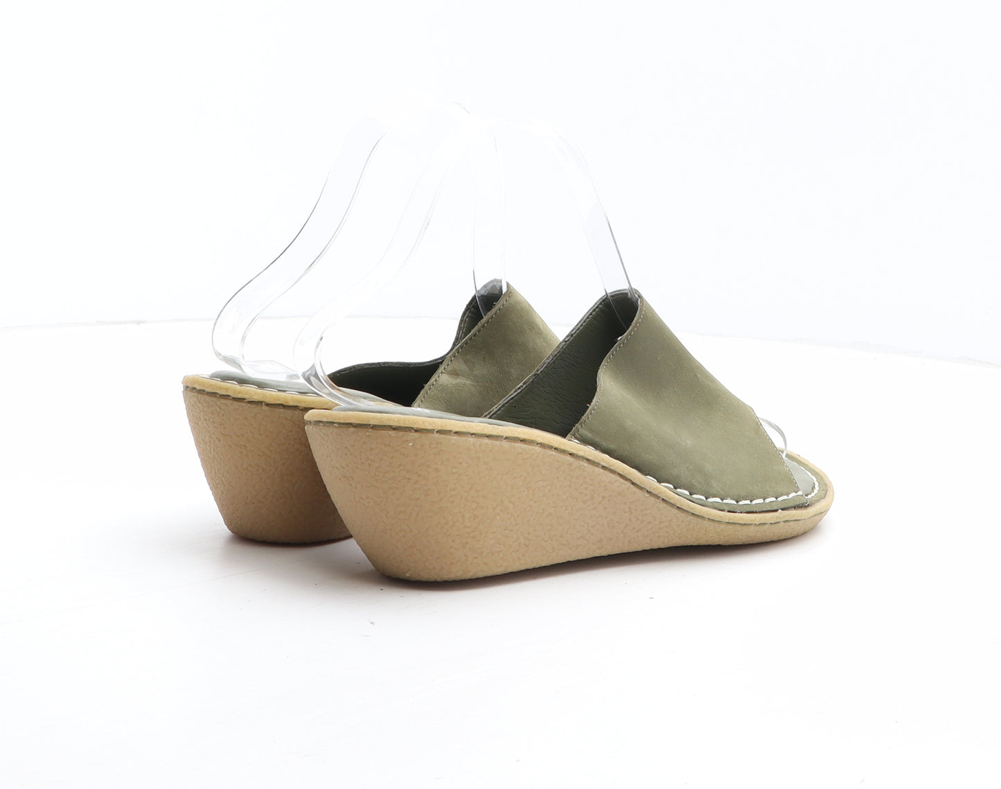 Clarks Womens Green Synthetic Mule Heel UK