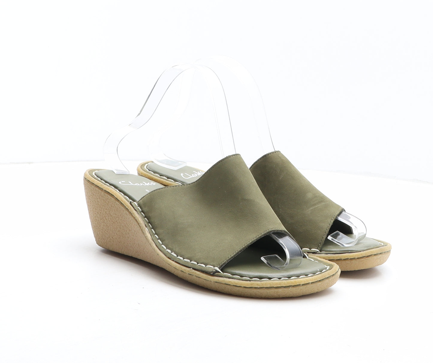 Clarks Womens Green Synthetic Mule Heel UK