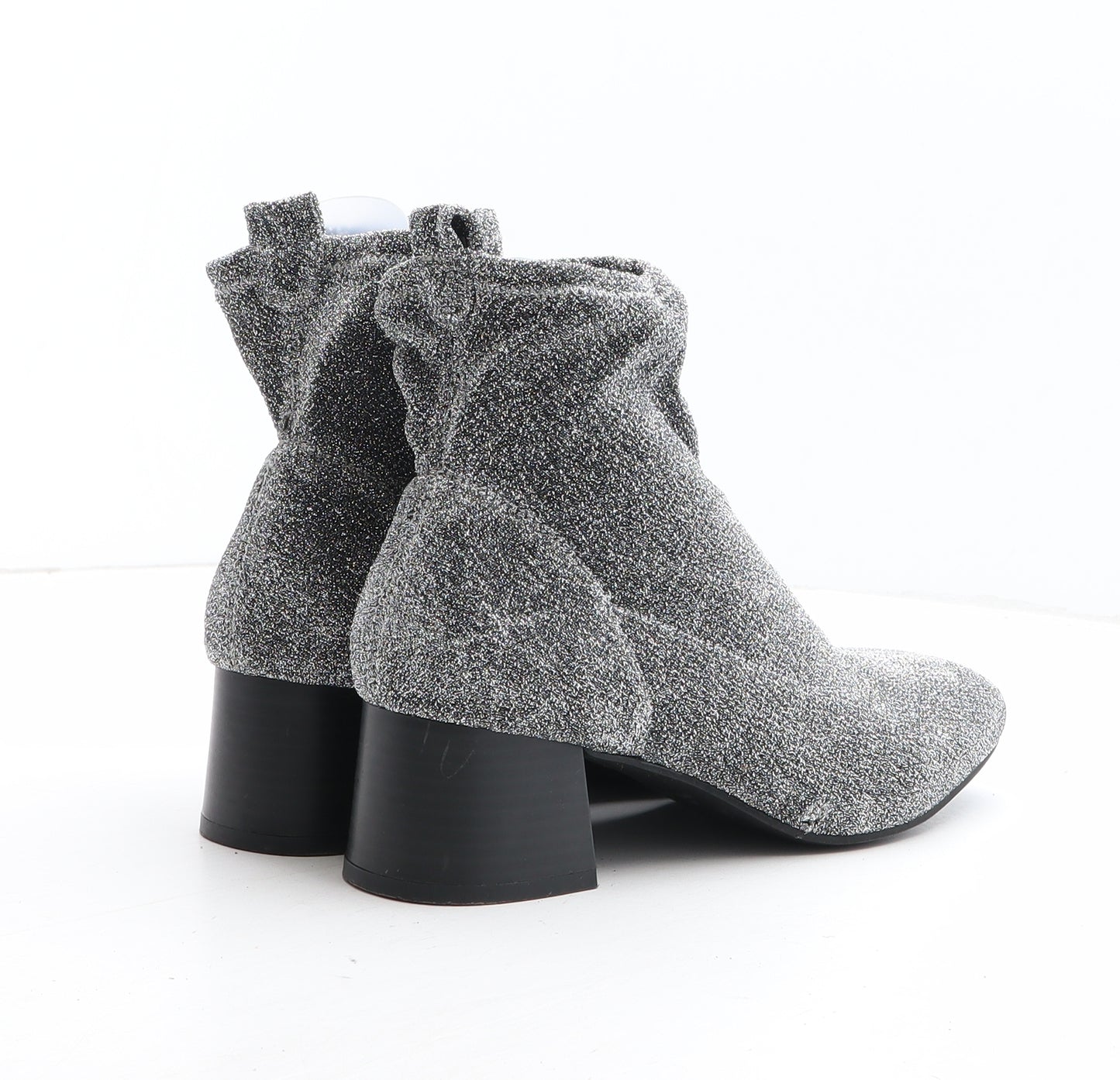 Primark Womens Silver Fabric Sock Boot UK