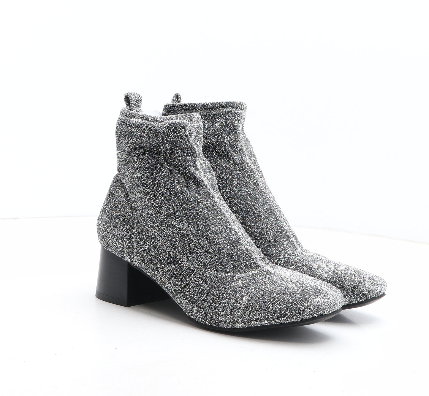 Primark Womens Silver Fabric Sock Boot UK
