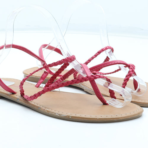 Atmosphere Womens Pink Polyurethane Thong Sandal UK