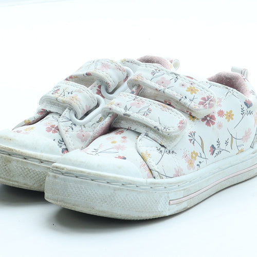 F&F Girls Multicoloured Floral Polyurethane Trainer UK 4 20