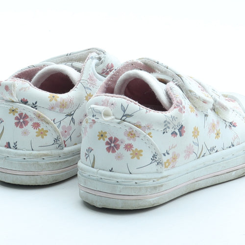 F&F Girls Multicoloured Floral Polyurethane Trainer UK 4 20