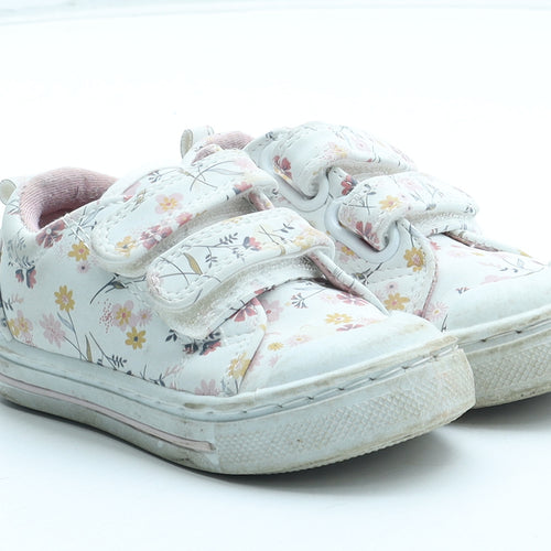 F&F Girls Multicoloured Floral Polyurethane Trainer UK 4 20