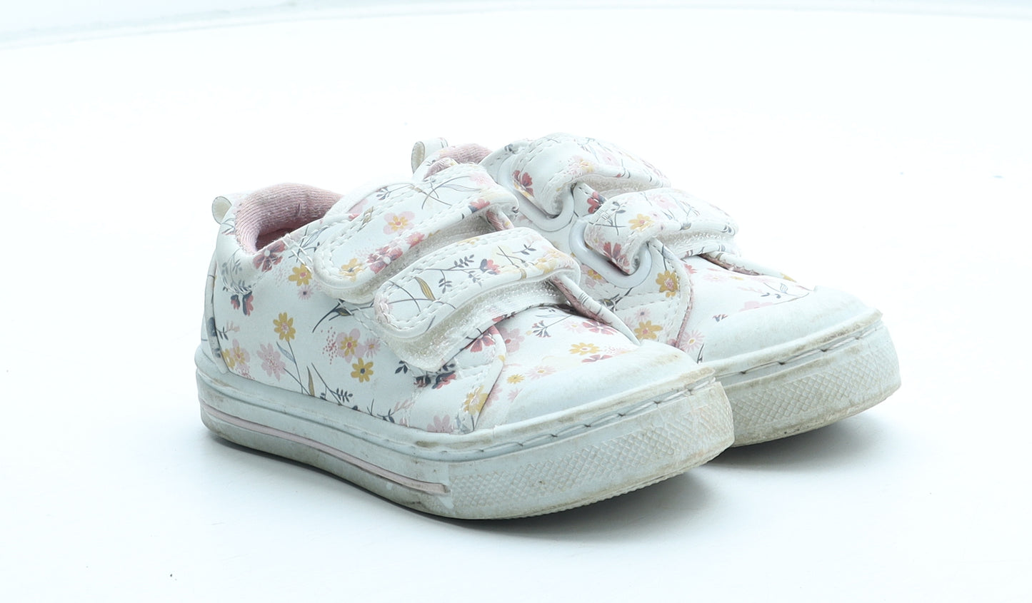 F&F Girls Multicoloured Floral Polyurethane Trainer UK 4 20