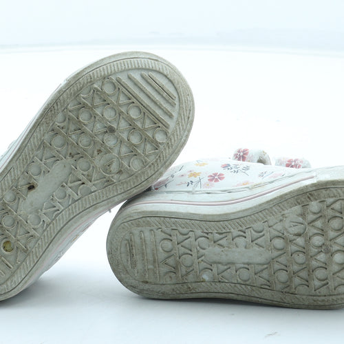 F&F Girls Multicoloured Floral Polyurethane Trainer UK 4 20