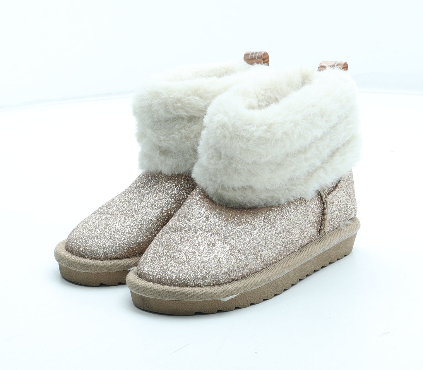 Preworn Girls Gold Polyester Shearling Style Boot UK 7 24