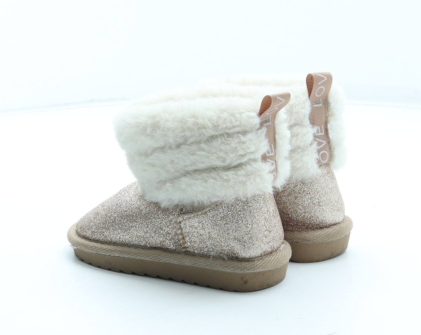 Preworn Girls Gold Polyester Shearling Style Boot UK 7 24