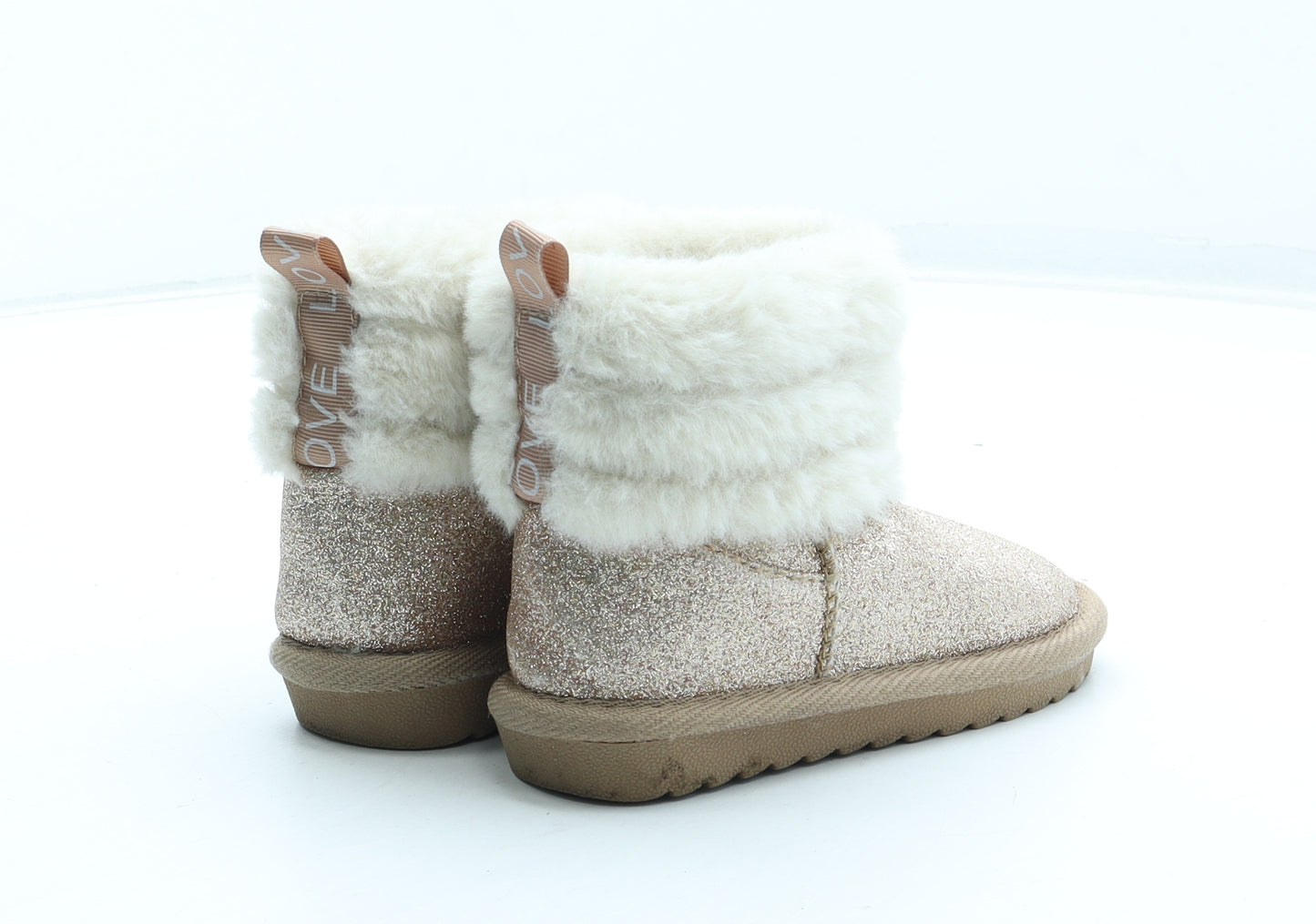 Preworn Girls Gold Polyester Shearling Style Boot UK 7 24