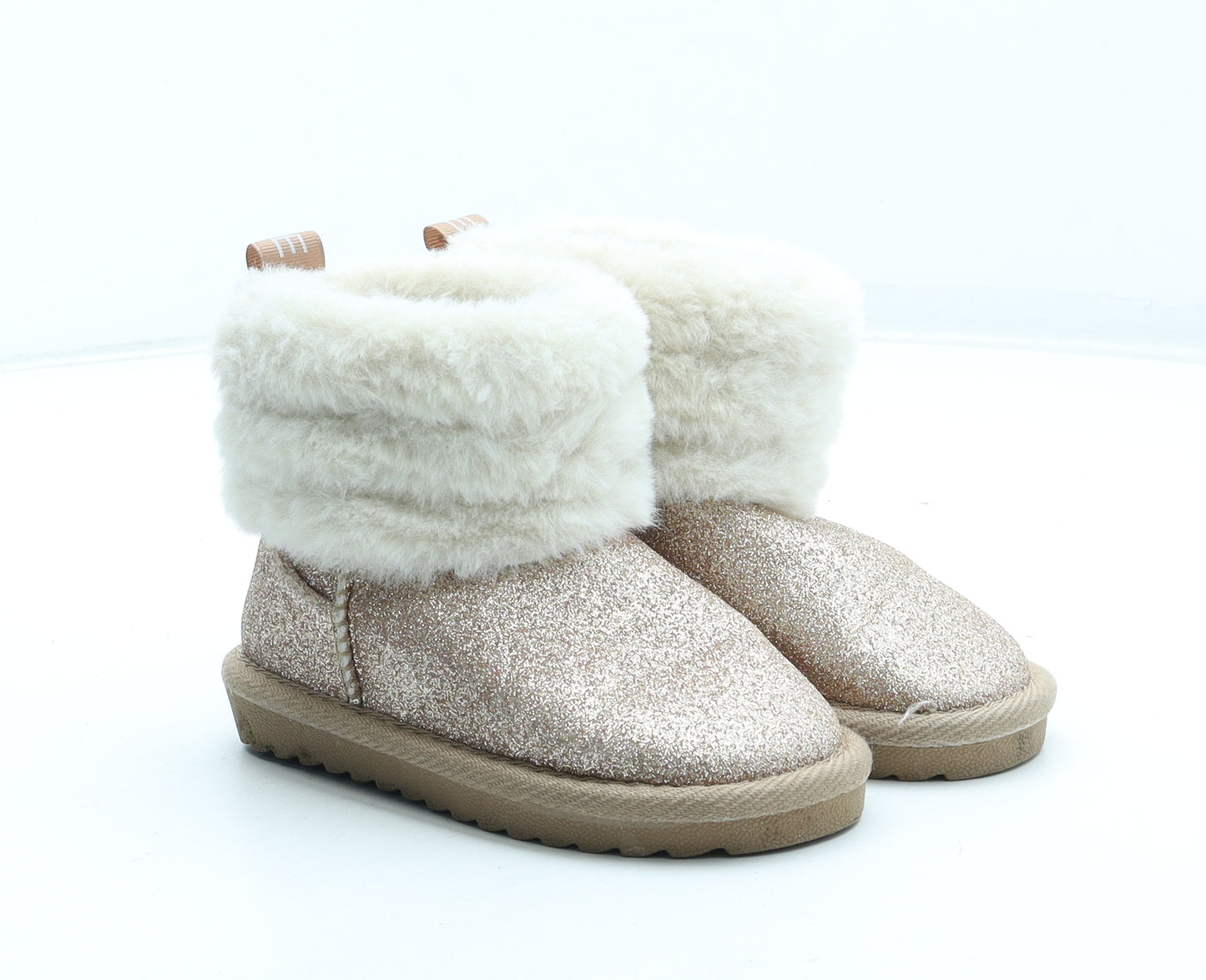 Preworn Girls Gold Polyester Shearling Style Boot UK 7 24