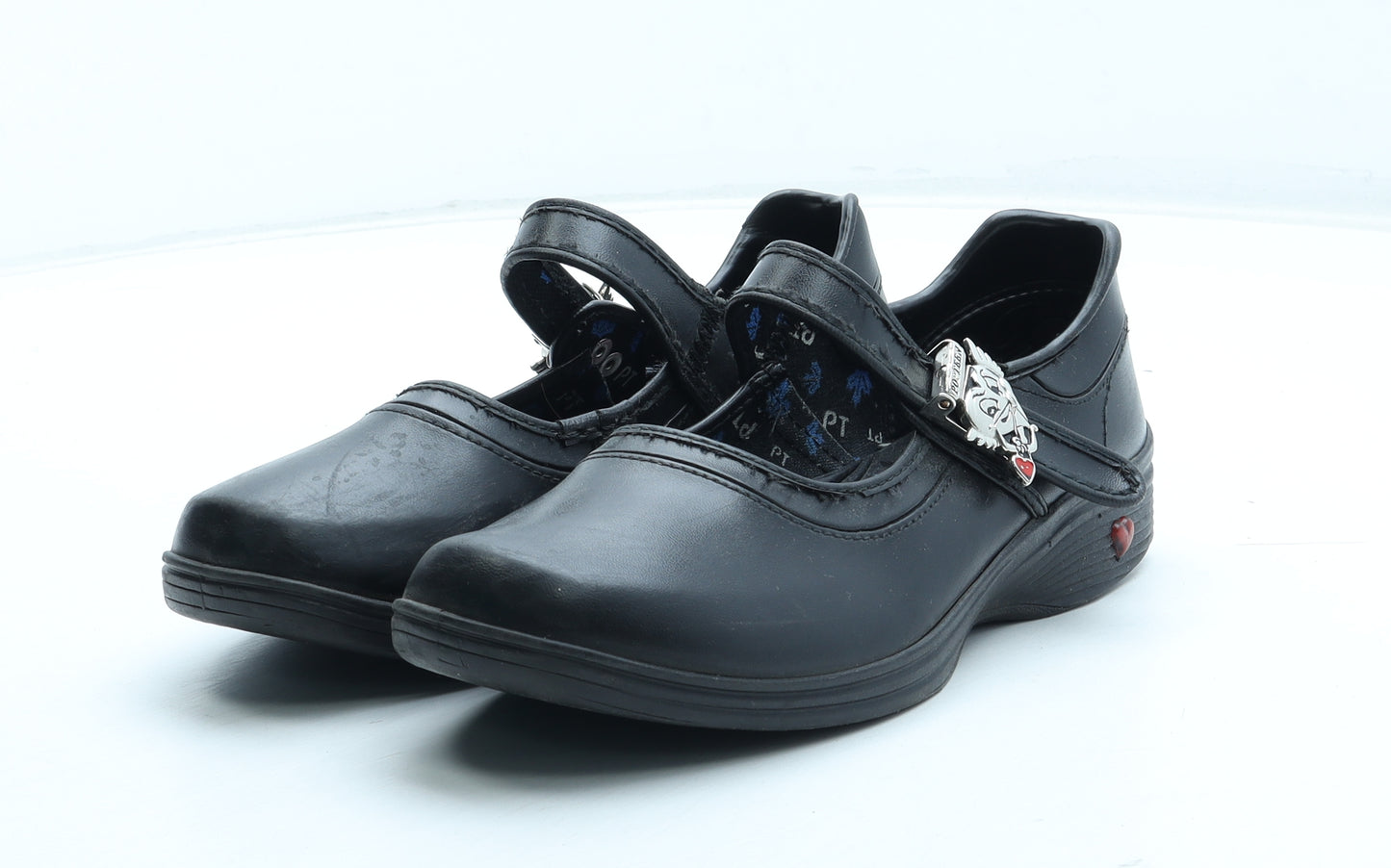 Popteen Girls Black Leather Mary Jane Casual UK 5 38