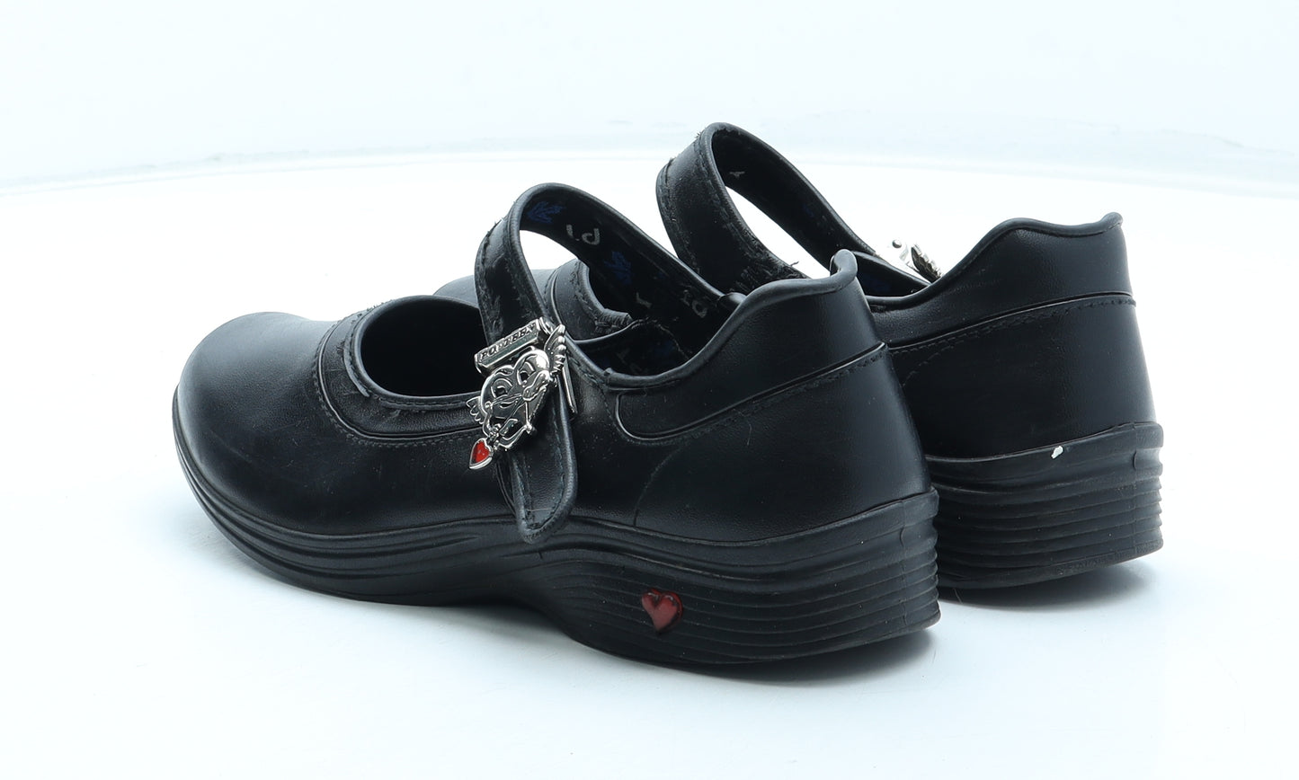 Popteen Girls Black Leather Mary Jane Casual UK 5 38