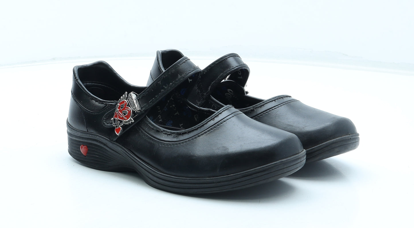 Popteen Girls Black Leather Mary Jane Casual UK 5 38