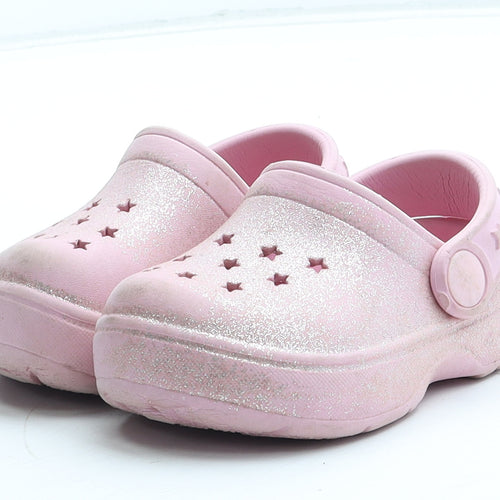 Preworn Girls Pink Geometric Rubber Clog Sandal UK 3 19 - Star Pattern