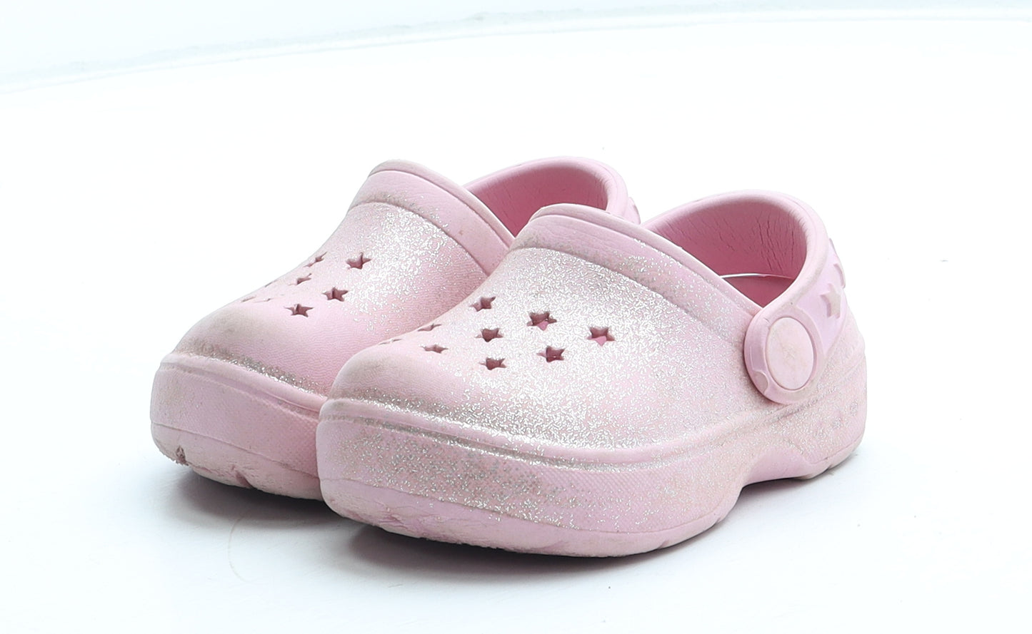 Preworn Girls Pink Geometric Rubber Clog Sandal UK 3 19 - Star Pattern