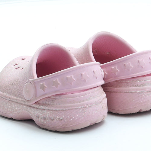 Preworn Girls Pink Geometric Rubber Clog Sandal UK 3 19 - Star Pattern
