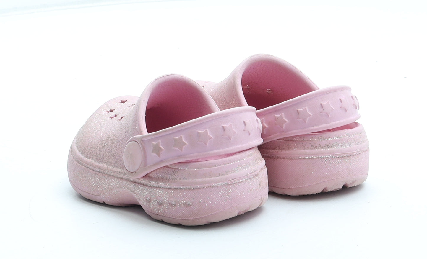 Preworn Girls Pink Geometric Rubber Clog Sandal UK 3 19 - Star Pattern