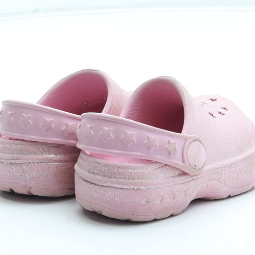 Preworn Girls Pink Geometric Rubber Clog Sandal UK 3 19 - Star Pattern