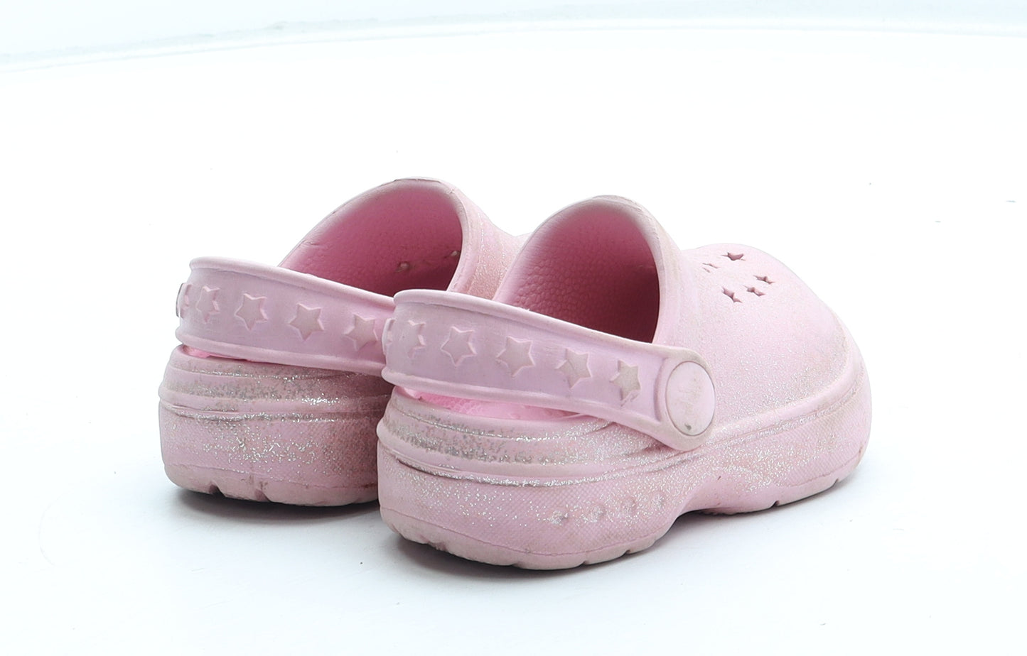 Preworn Girls Pink Geometric Rubber Clog Sandal UK 3 19 - Star Pattern