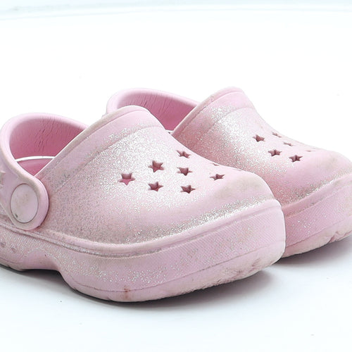Preworn Girls Pink Geometric Rubber Clog Sandal UK 3 19 - Star Pattern