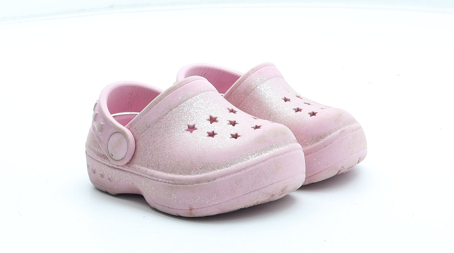 Preworn Girls Pink Geometric Rubber Clog Sandal UK 3 19 - Star Pattern