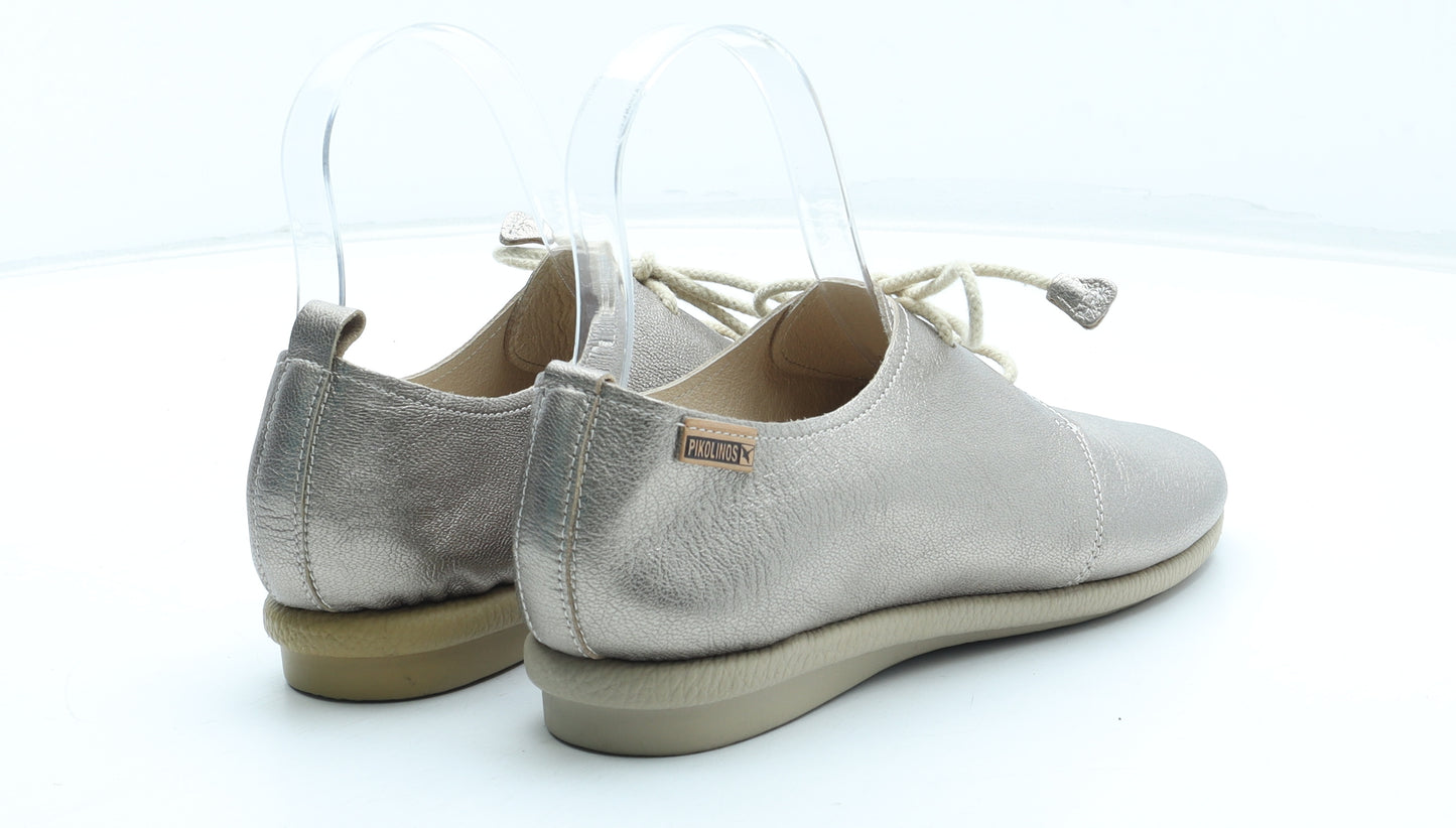 Pikolinos Womens Silver Polyurethane Boat Shoe Flat UK