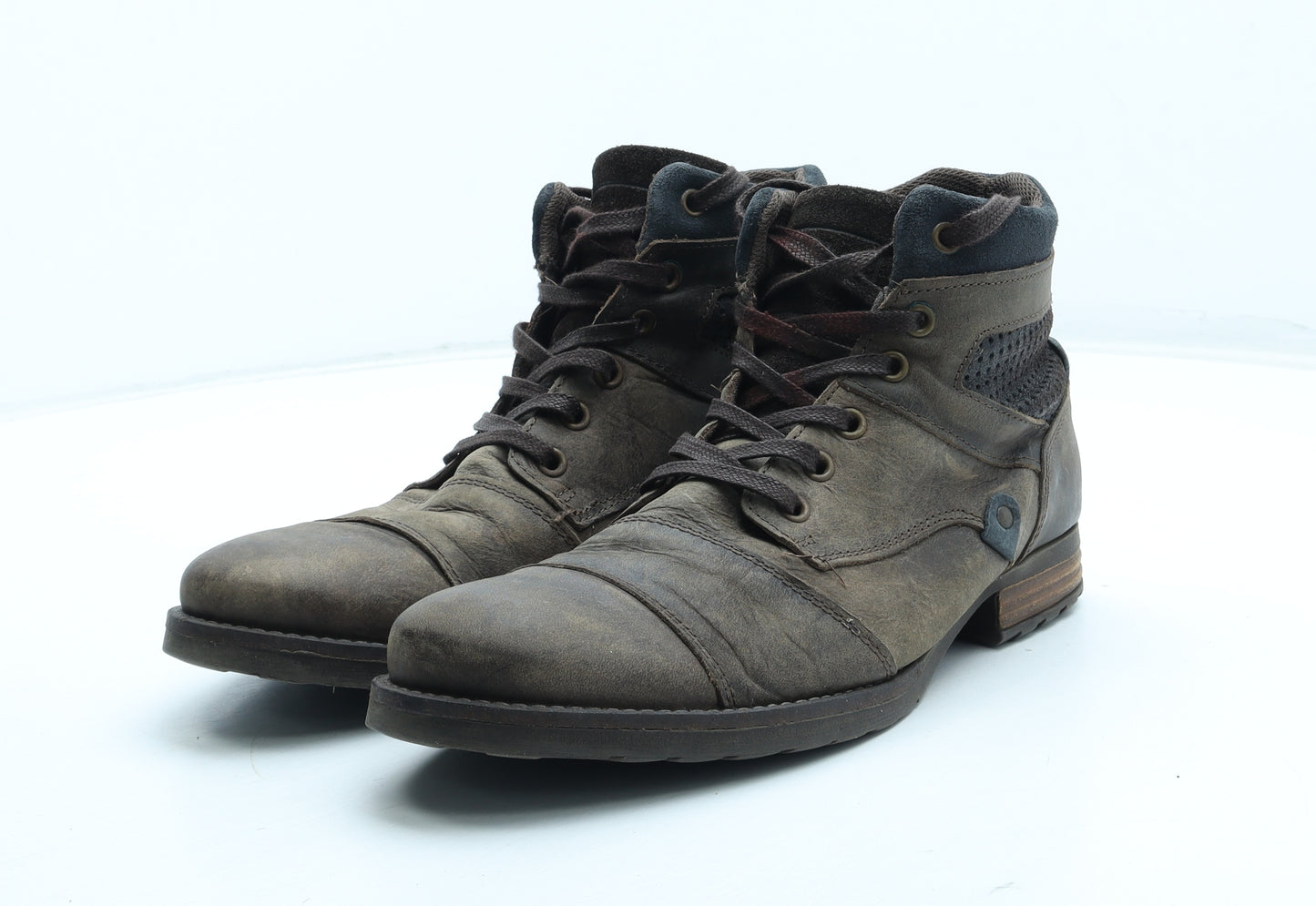 River Island Mens Brown Leather Combat Boot UK 7 41