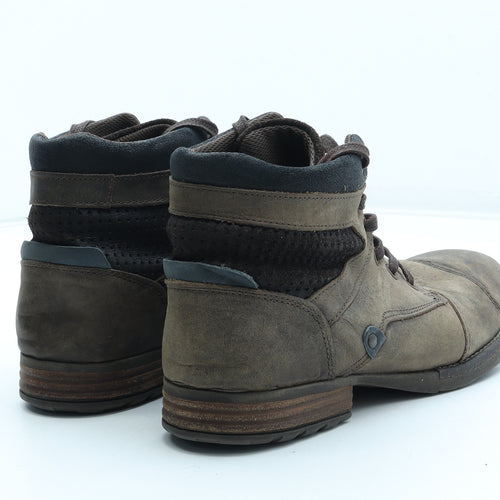 River Island Mens Brown Leather Combat Boot UK 7 41