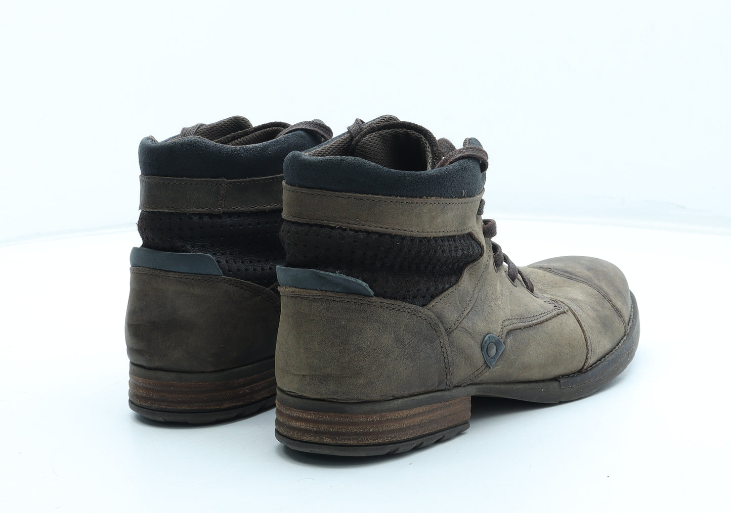 River Island Mens Brown Leather Combat Boot UK 7 41