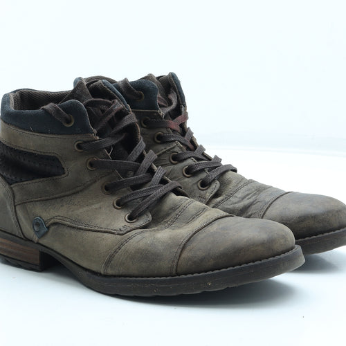 River Island Mens Brown Leather Combat Boot UK 7 41