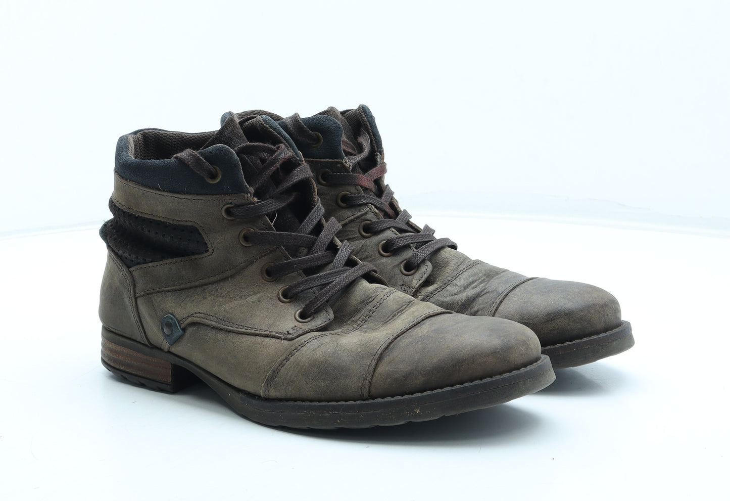 River Island Mens Brown Leather Combat Boot UK 7 41