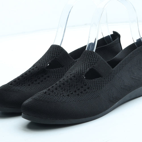 Preworn Womens Black Polyester Slip On Flat UK