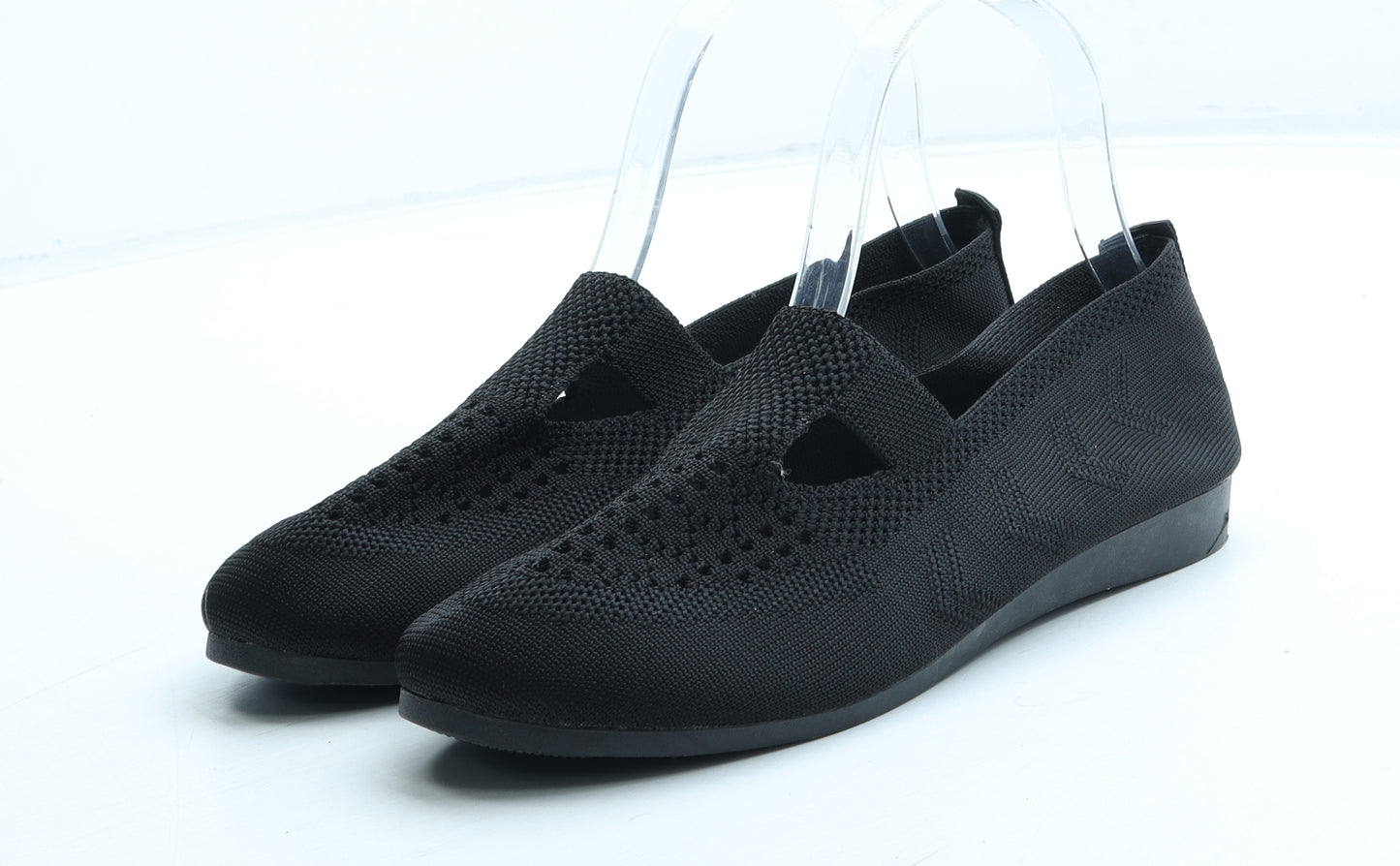 Preworn Womens Black Polyester Slip On Flat UK