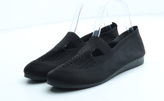 Preworn Womens Black Polyester Slip On Flat UK