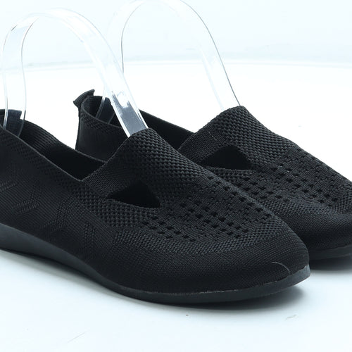 Preworn Womens Black Polyester Slip On Flat UK
