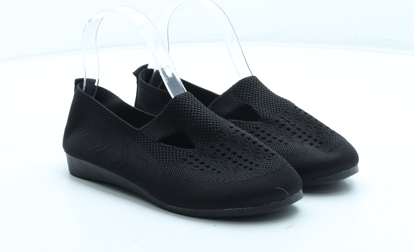 Preworn Womens Black Polyester Slip On Flat UK