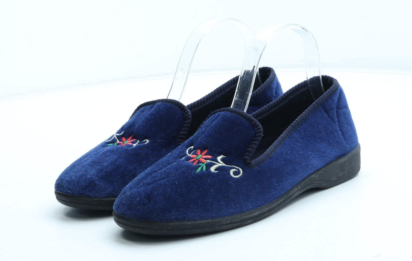 Suffolk Womens Blue Floral Polyester Slip On Slipper UK