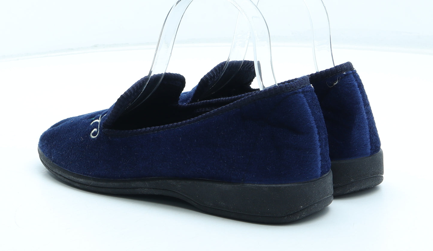 Suffolk Womens Blue Floral Polyester Slip On Slipper UK