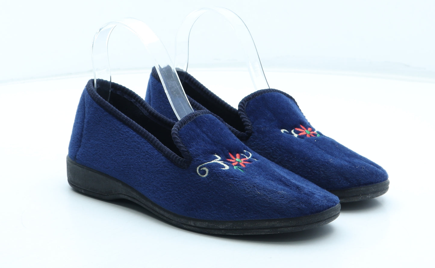 Suffolk Womens Blue Floral Polyester Slip On Slipper UK