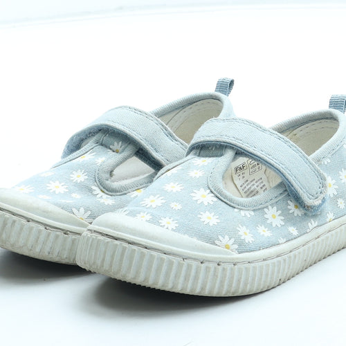F&F Girls Blue Floral Polyester Mary Jane Casual UK 7 24