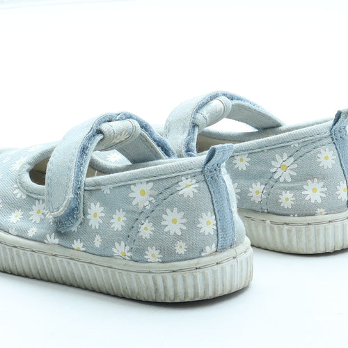 F&F Girls Blue Floral Polyester Mary Jane Casual UK 7 24