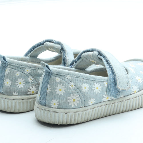 F&F Girls Blue Floral Polyester Mary Jane Casual UK 7 24