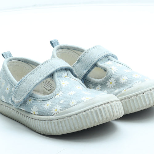 F&F Girls Blue Floral Polyester Mary Jane Casual UK 7 24