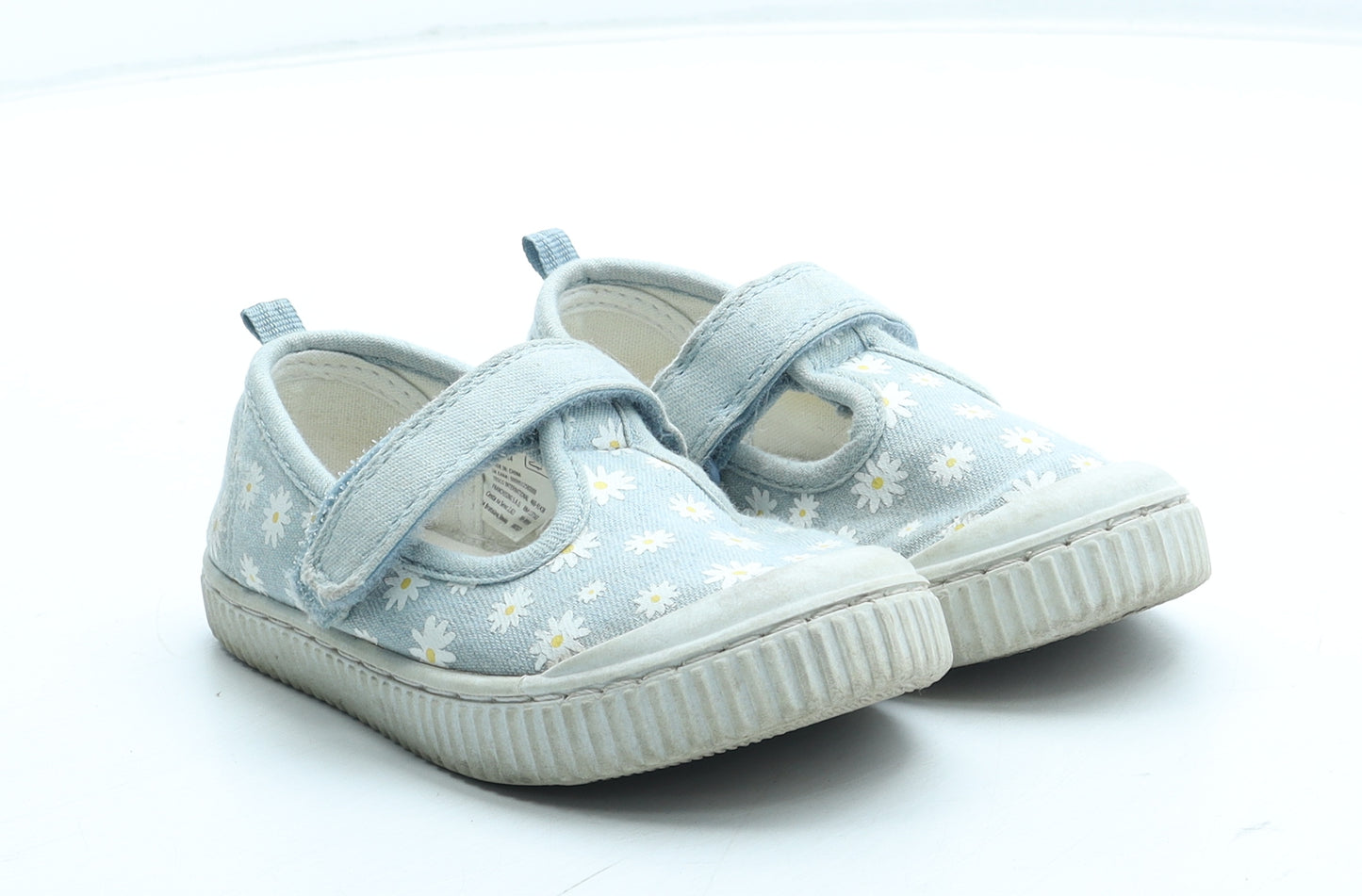 F&F Girls Blue Floral Polyester Mary Jane Casual UK 7 24