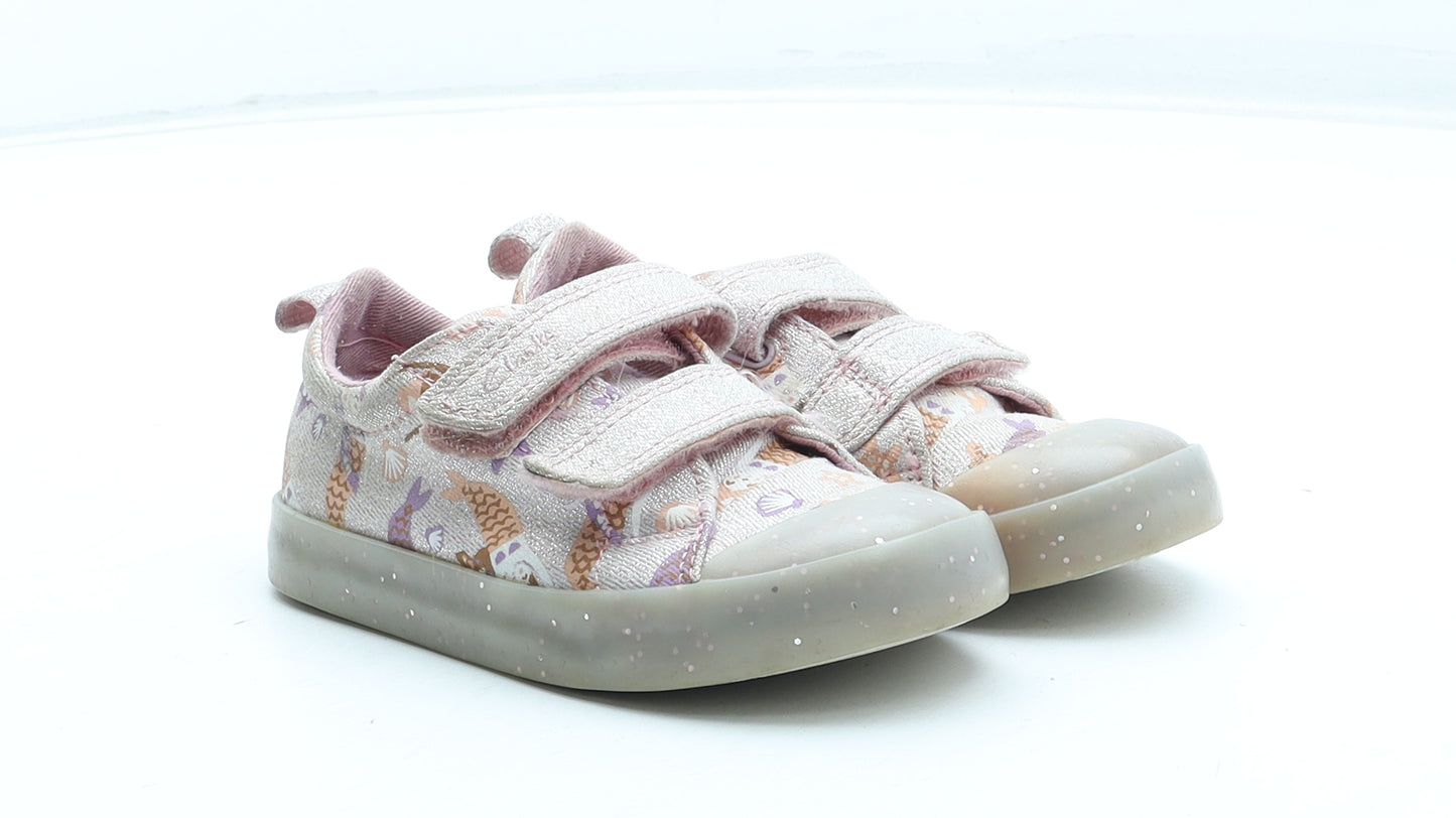 Clarks Girls Multicoloured Geometric Polyester Trainer UK 7 24 - Mermaid Pattern