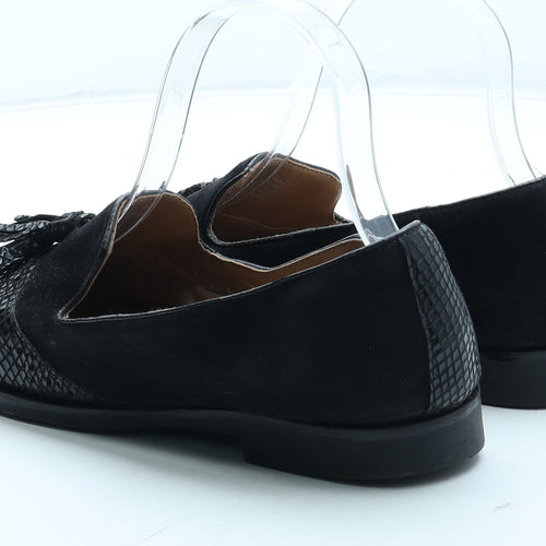 NEXT Womens Black Geometric Leather Loafer Flat UK - Wide Fit