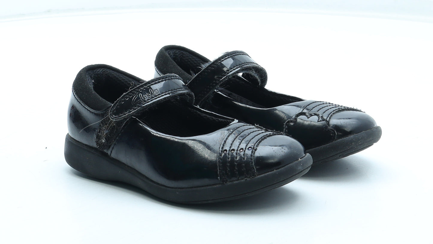 Clarks Girls Black Polyurethane Mary Jane Casual UK 8.5 26 - Rainbow Detail
