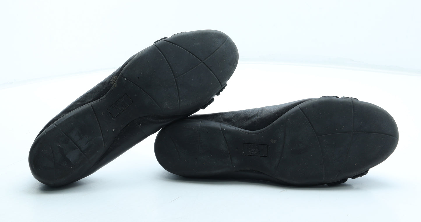 NEXT Womens Black Polyurethane Slip On Flat UK